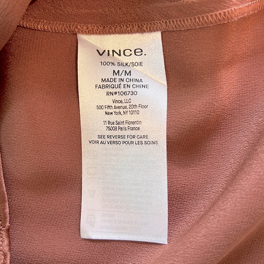 Vince terracotta silk blouse NWT - Picture 4 of 8